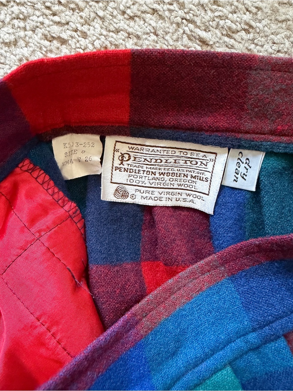 VTG ~ 1980s ~ Pendleton ~ Multicolor Plaid A-Line Skirt ~ Wool ~ Pocket ~ Size 8 - Picture 5 of 7